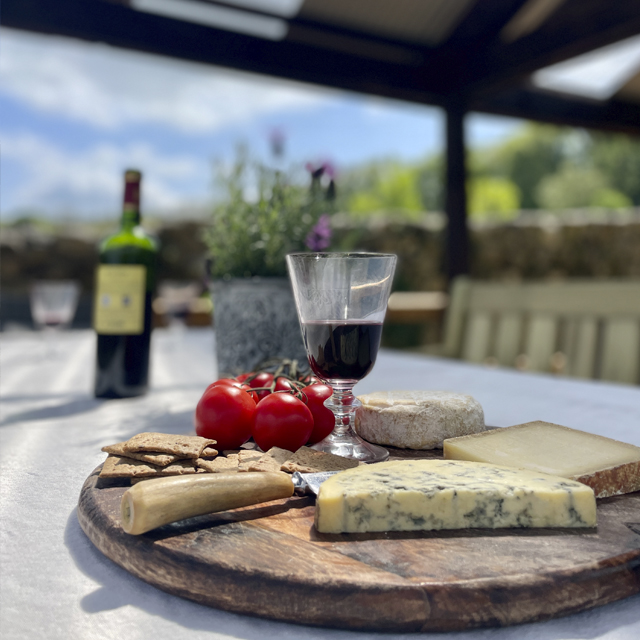 Cheese wine board glamping