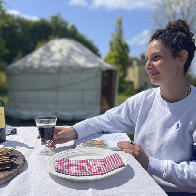 Glamping Yurt cheese wine