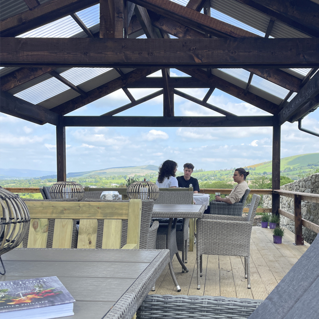 Glamping hang out dining area with views